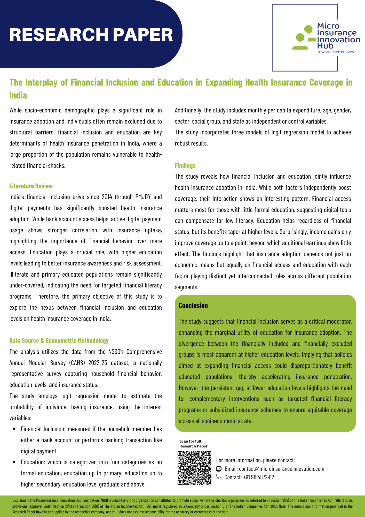 The Interplay of Financial Inclusion and Education in Expanding Health Insurance
Coverage in India
                              